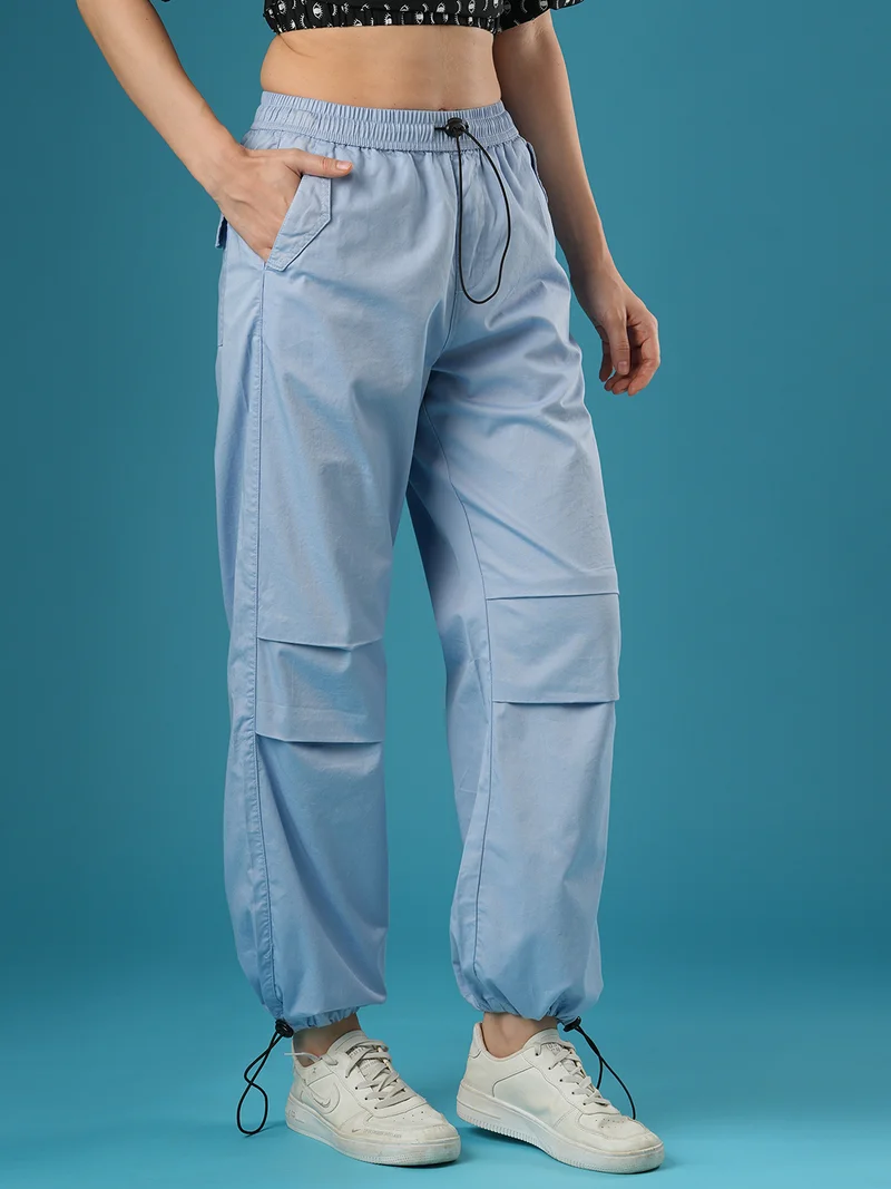 globus Globus Women Mid-Rise Relaxed Fit Pure Cotton Cargo Trousers