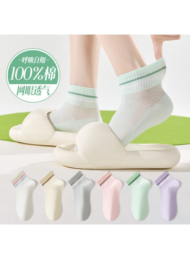 Fenton 6-pack Low-cut Socks Summer Mesh Breathable Cotton Anti-odor Sports Socks For Women - Image 2