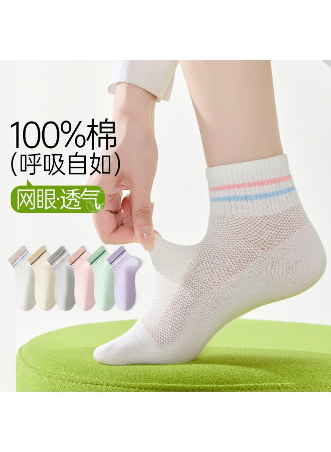 Fenton 6-pack Low-cut Socks Summer Mesh Breathable Cotton Anti-odor Sports Socks For Women - Image 3