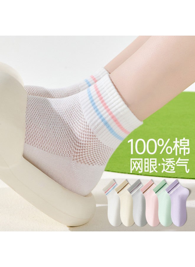 Fenton 6-pack Low-cut Socks Summer Mesh Breathable Cotton Anti-odor Sports Socks For Women - Image 4
