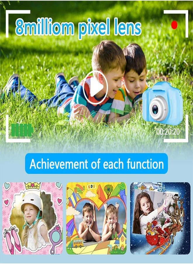 PADOM - Padom HD Kids Camera, Birthday Gifts for Boys Age 3-9, HD Digital Video Cameras for Toddler, Portable Toy for 3 4 5 6 7 8 Year Old Boy with 32GB SD Card (BLUE) - Image 1