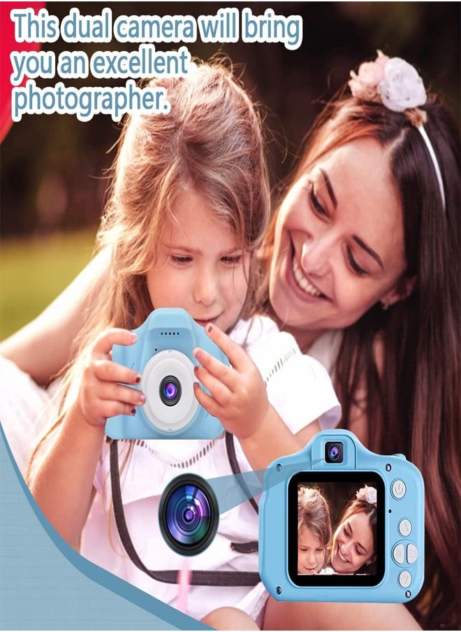 PADOM - Padom HD Kids Camera, Birthday Gifts for Boys Age 3-9, HD Digital Video Cameras for Toddler, Portable Toy for 3 4 5 6 7 8 Year Old Boy with 32GB SD Card (BLUE) - Image 1