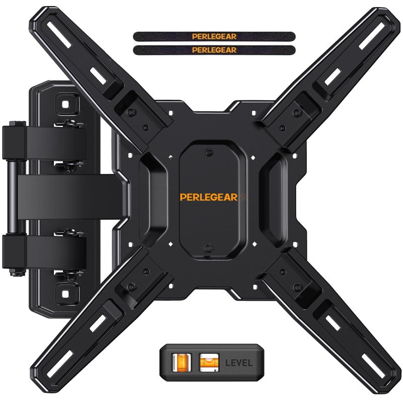 Perlegear Full Motion TV Mount for Most 26â€“65 inch Flat or Curved TVs up to 82 lbs, Wall Mount TV Bracket with Articulating Arms, Tool-Free Tilt, Swivel, Extension, Max VESA 400x400mm, PGMF3 - Image 1