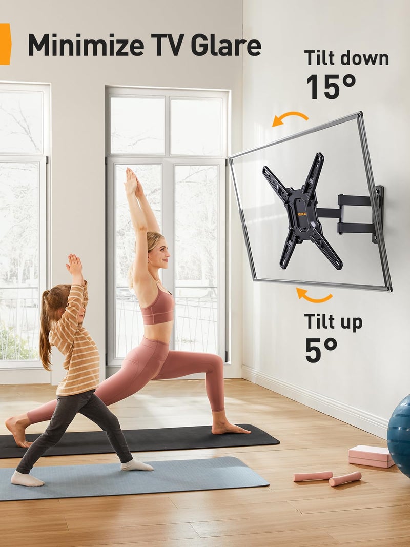 Perlegear Full Motion TV Mount for Most 26â€“65 inch Flat or Curved TVs up to 82 lbs, Wall Mount TV Bracket with Articulating Arms, Tool-Free Tilt, Swivel, Extension, Max VESA 400x400mm, PGMF3 - Image 5