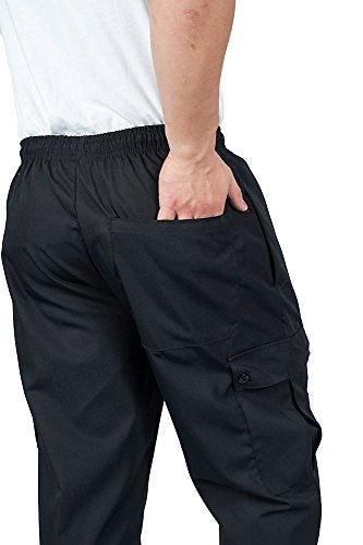 KNG Black Baggy Cargo Chef Pants for Men and Women – Drawstring Waist 3XL - Image 2