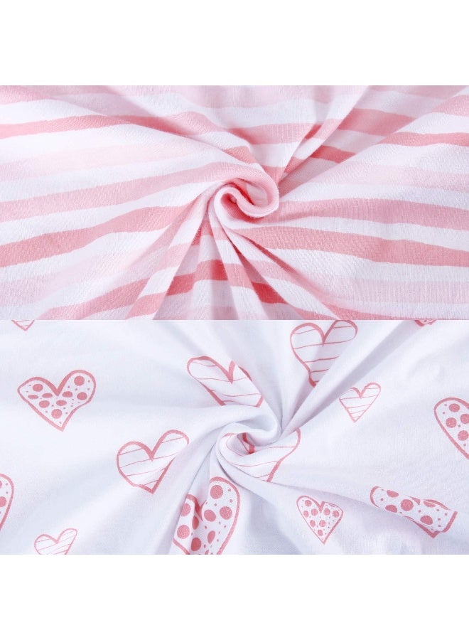 Biloban Biloban Bassinet Sheets Compatible with Newton, Li'l Pengyu, BCOL, Bold and QUTANIX Baby Bassinet Bedside Sleeper, 2 Pack 100% Cotton Bassinet & Bedside Sleeper Sheets, Pink and White Print for Baby - Image 3