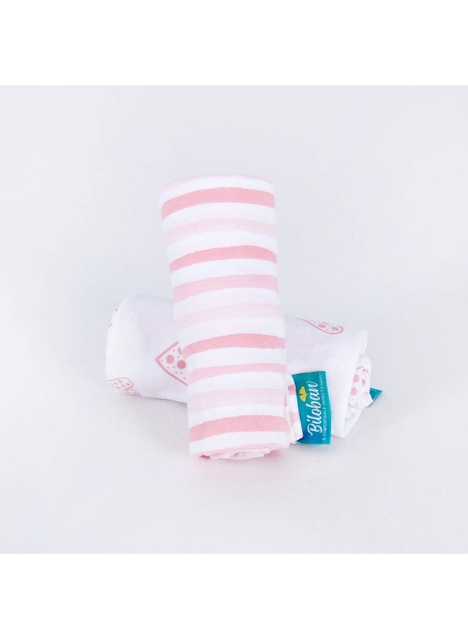 Biloban Biloban Bassinet Sheets Compatible with Newton, Li'l Pengyu, BCOL, Bold and QUTANIX Baby Bassinet Bedside Sleeper, 2 Pack 100% Cotton Bassinet & Bedside Sleeper Sheets, Pink and White Print for Baby - Image 4