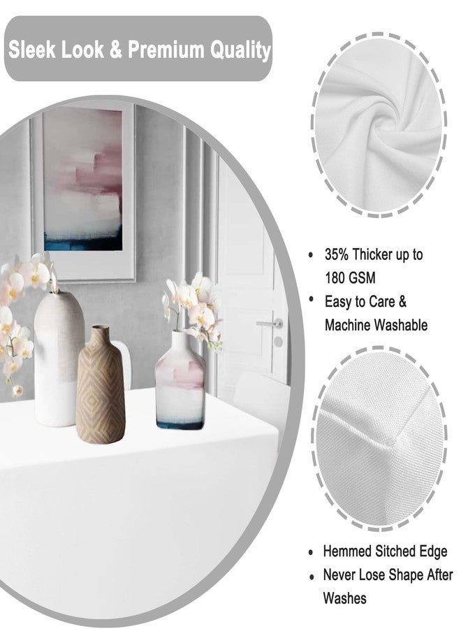 PLOYMONO White Fitted Tablecloth, 2 Pack Table Clothes for 4 FT Rectangle Table, (48x24 Inch) Polyester Fabric Cover for Trade Craft Show, Buffet, Banquet, Wedding - Image 3