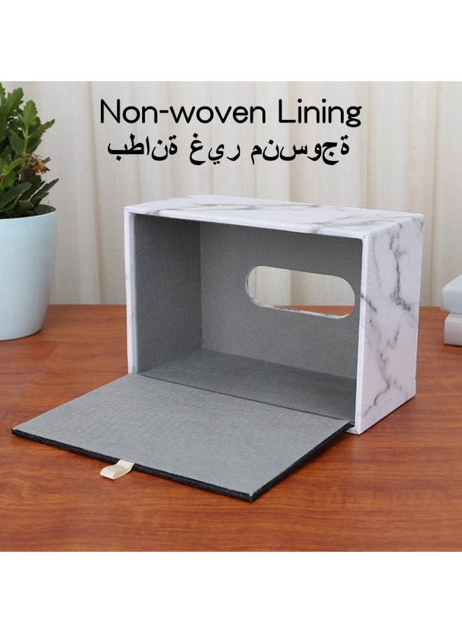 SHABILI - 1 Pack Marble PU Tissue Box Holder， Waterproof Facial Wipes Storage Box ，Fashion Napkin Dispenser Container for Desk Home， Toilet ，Bathroom， Kitchen,  Office， Restaurant， Car - Image 1