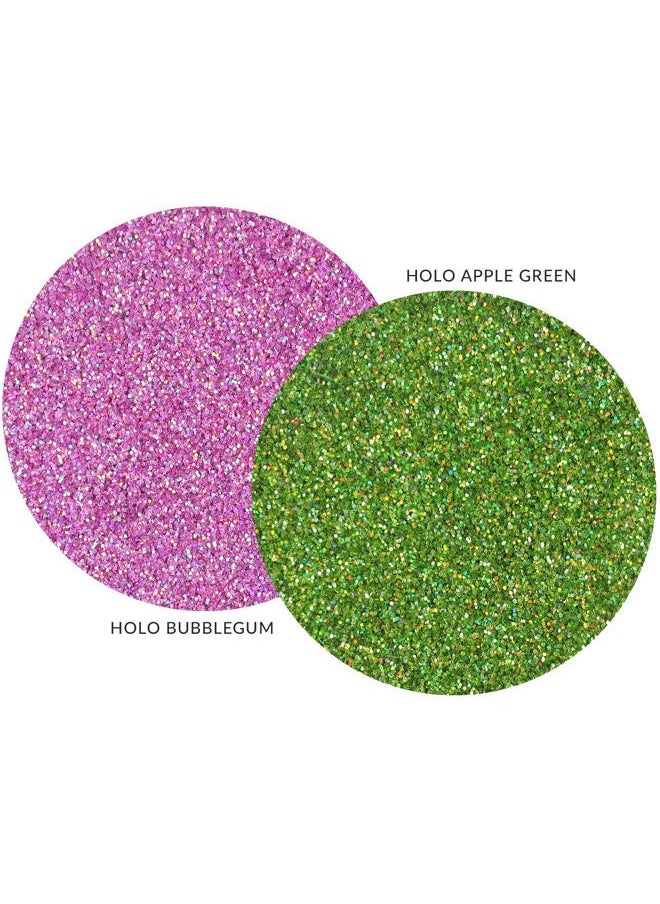MARBLERS Cosmetic Grade Fine Glitter Duo [Holo Green Apple & Bubblegum] 0.36oz (10g) | Non-Toxic | Vegan | Cruelty-Free | Eyeshadow, Nail Polish, Nail Art | Festival, Rave & Party Makeup | Body & Face  - Image 2