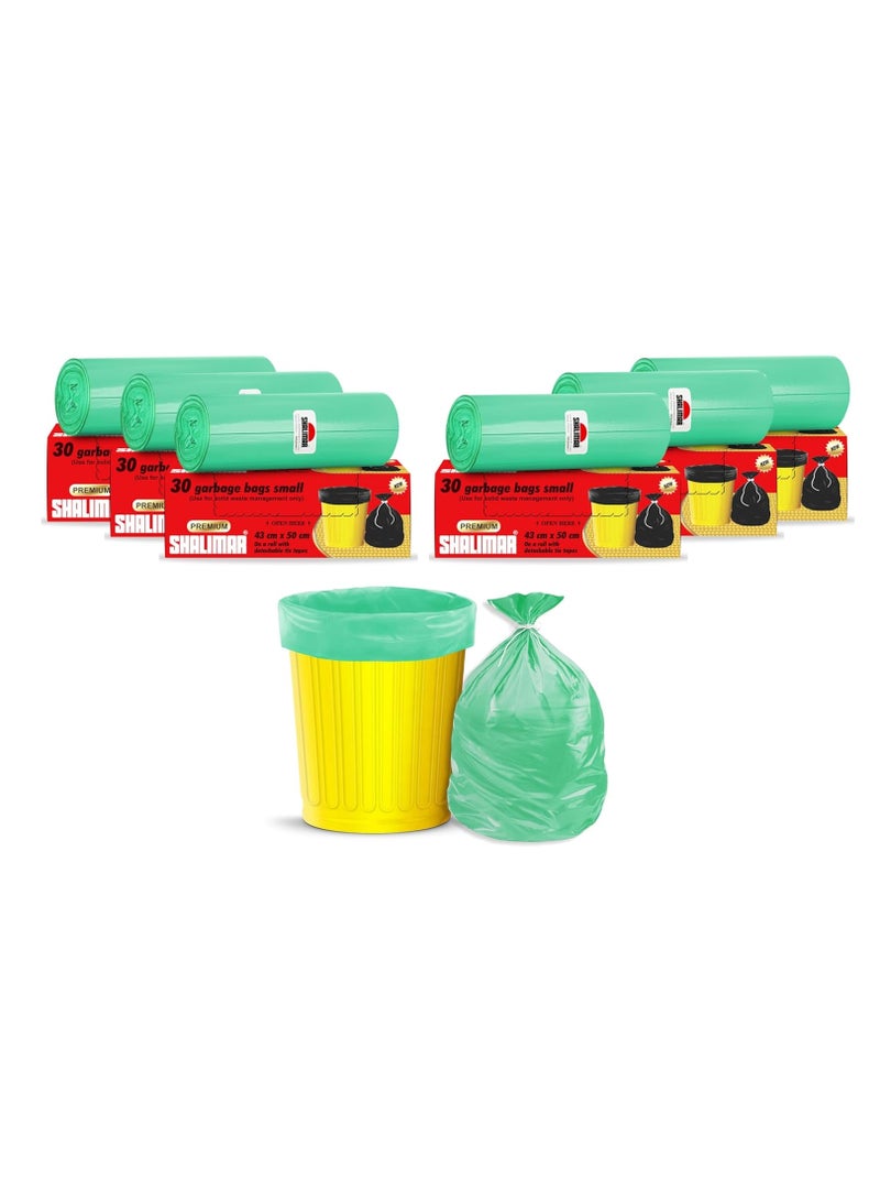 shalimar Shalimar Premium Garbage Bag – 180 Bags (6 Rolls) – 43 x 48 cm – Fits 5 to 8 Gallon Bins – Leak-Proof, Plastic Trash Bags – Green  - Image 1