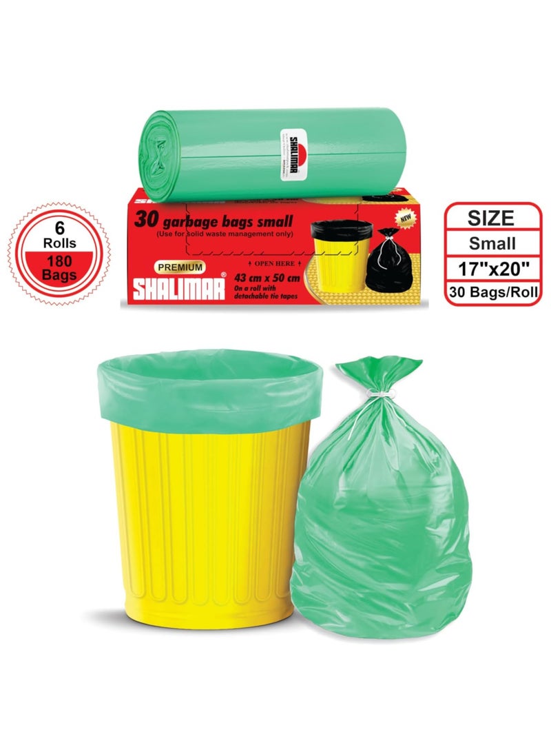 shalimar Shalimar Premium Garbage Bag – 180 Bags (6 Rolls) – 43 x 48 cm – Fits 5 to 8 Gallon Bins – Leak-Proof, Plastic Trash Bags – Green  - Image 2