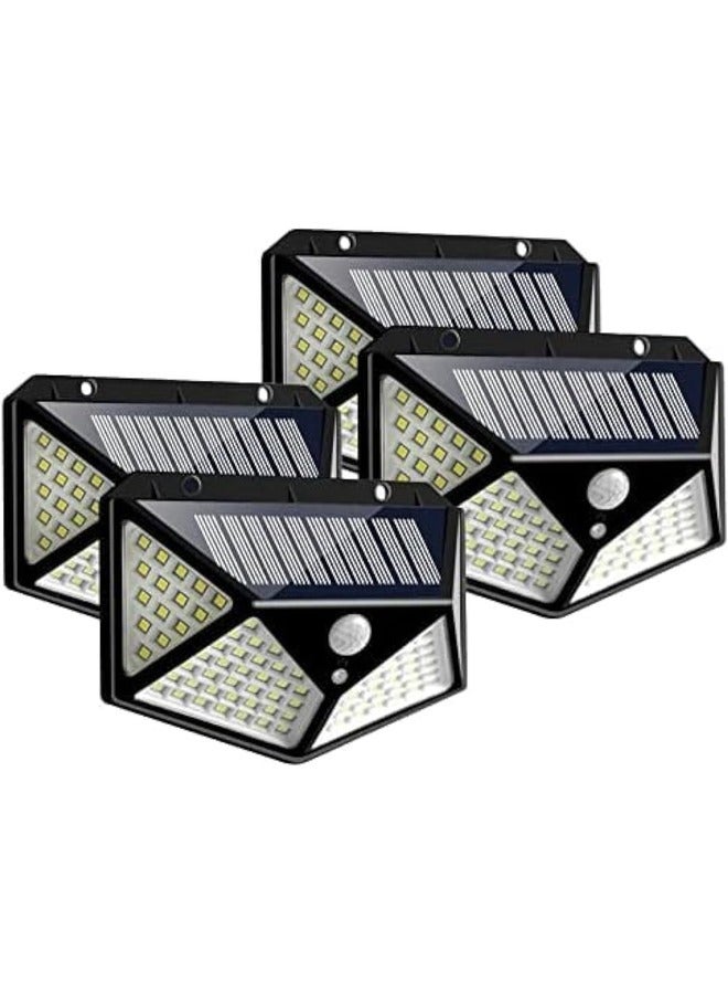 4-Pack LED Solar Wall Lights with PIR Motion Sensor - Waterproof Outdoor Garden Lamp, 114 LED, Wide Angle Sunlight