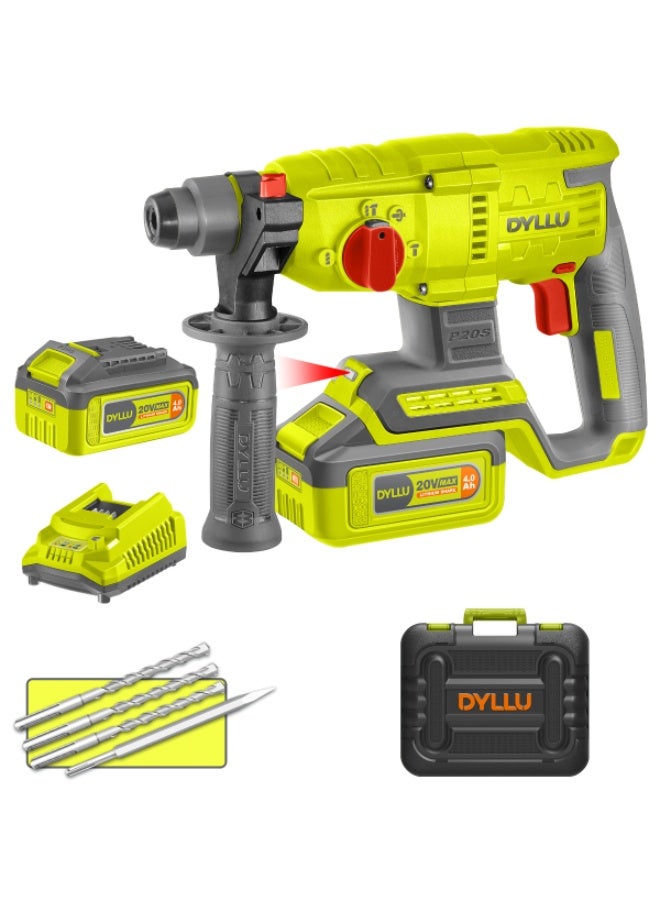 DYLLU P20S 20V Cordless Brushless Rotary Hammer Drill, 4-in-1, 22mm, 2×4.0Ah Batteries - Image 3