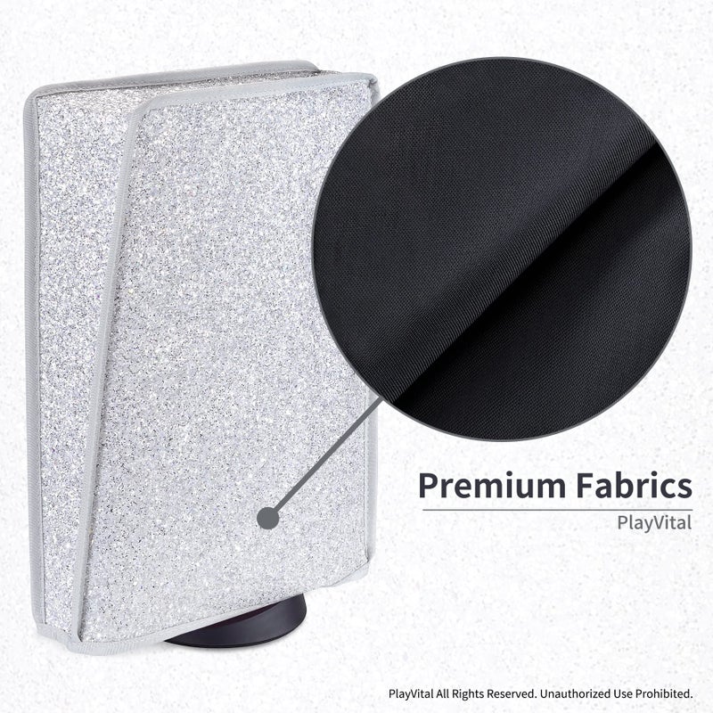 PlayVital Glow in The Dark Dust Cover for ps5, Anti Scratch Waterproof Cover Sleeve for ps5 Console Digital Edition & Disc Edition - Sparkle Silver - Image 5