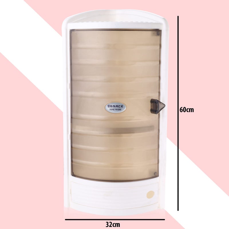 GRACE FINE WARE Multipurpose Corner Cabinet for Storage, Wall Mounted Kitchen Corner Shelf with 3 Tiers & 2 Doors, Premium Plastic Cabinet for Living Room Kitchen Office Bathroom - Image 4