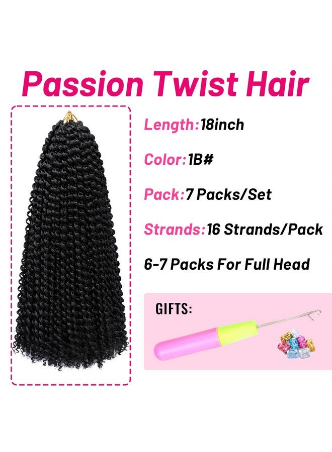 Dorsanee Passion Twist Hair 18 Inch 7 Packs Water Wave Crochet Hair Long Bohemian Curly Braiding Hair for Butterfly Locs, Faux Locs, Boho Style Spring Twist Crochet Braids (1B#) - Image 3