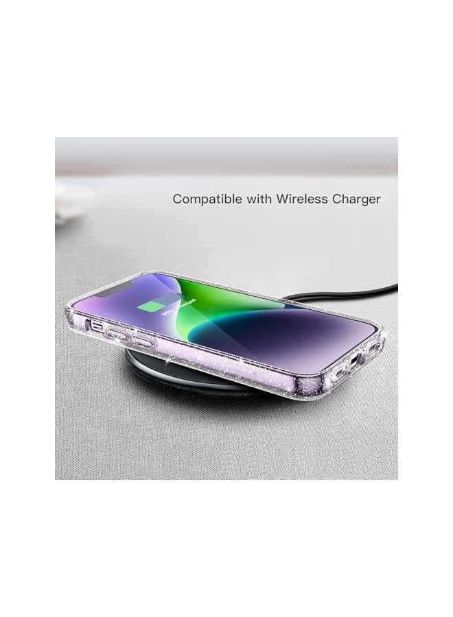 Jetech Glitter Case for iPhone 14 Plus 6.7-Inch, Bling Sparkle Shockproof Phone Bumper Cover, Cute Sparkly for Women and Girls (Clear) - Image 5