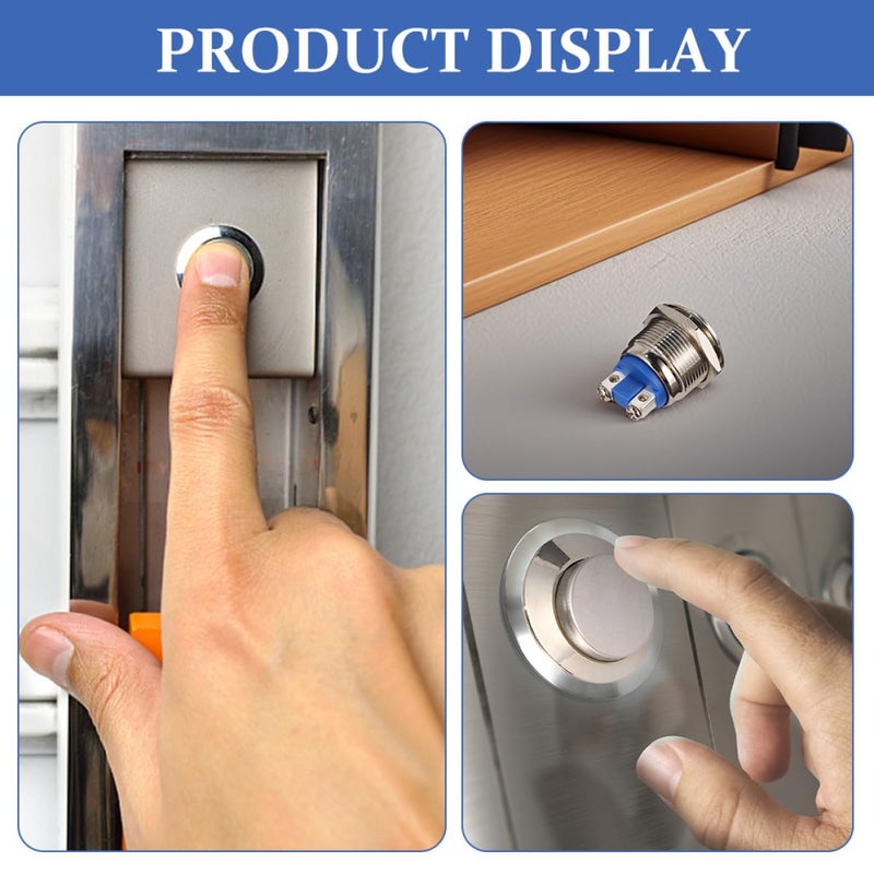 4 قطع مفتاح ضغط معدني أسود ذاتي الإعادة لحظي تبديل بدء تشغيل للسيارة قارب محرك - Image 4