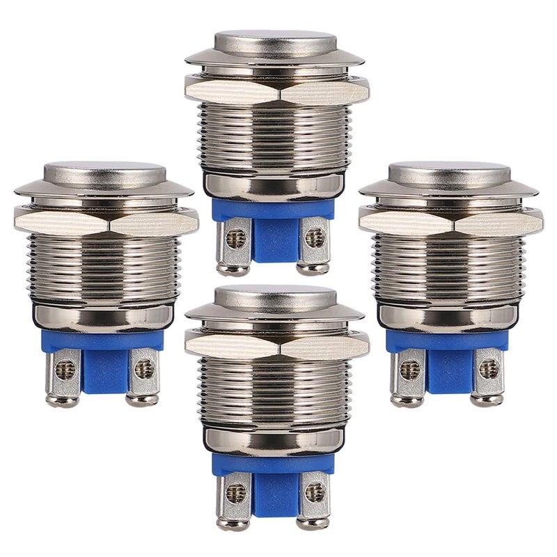 4 قطع مفتاح ضغط معدني أسود ذاتي الإعادة لحظي تبديل بدء تشغيل للسيارة قارب محرك - Image 2