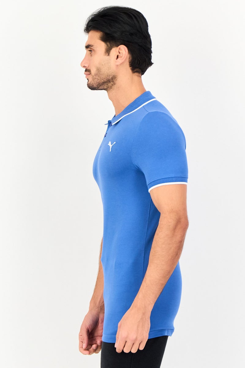 PUMA قميص بولو للرجال بقصة ضيقة بأكمام قصيرة مع طوق مزخرف، أزرق داكن - Image 3