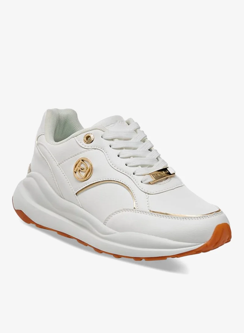 Paprika Women Panelled Sneakers with Metal Accent and Lace-Up Closure