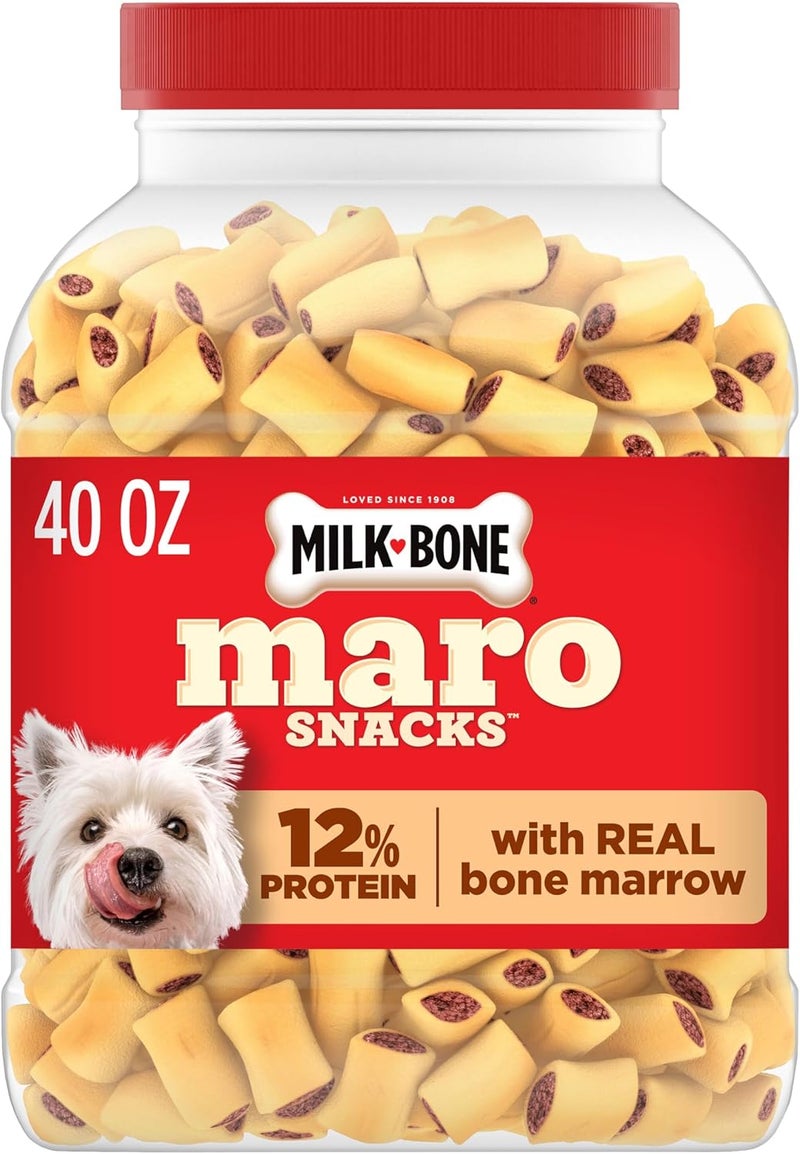 ميلك-بون بسكويتات Milk-Bone الأصلية للحيوانات الأليفة، علبة وجبات خفيفة بنكهة نخاع العظام الحقيقي، 40 أونصة - Image 1