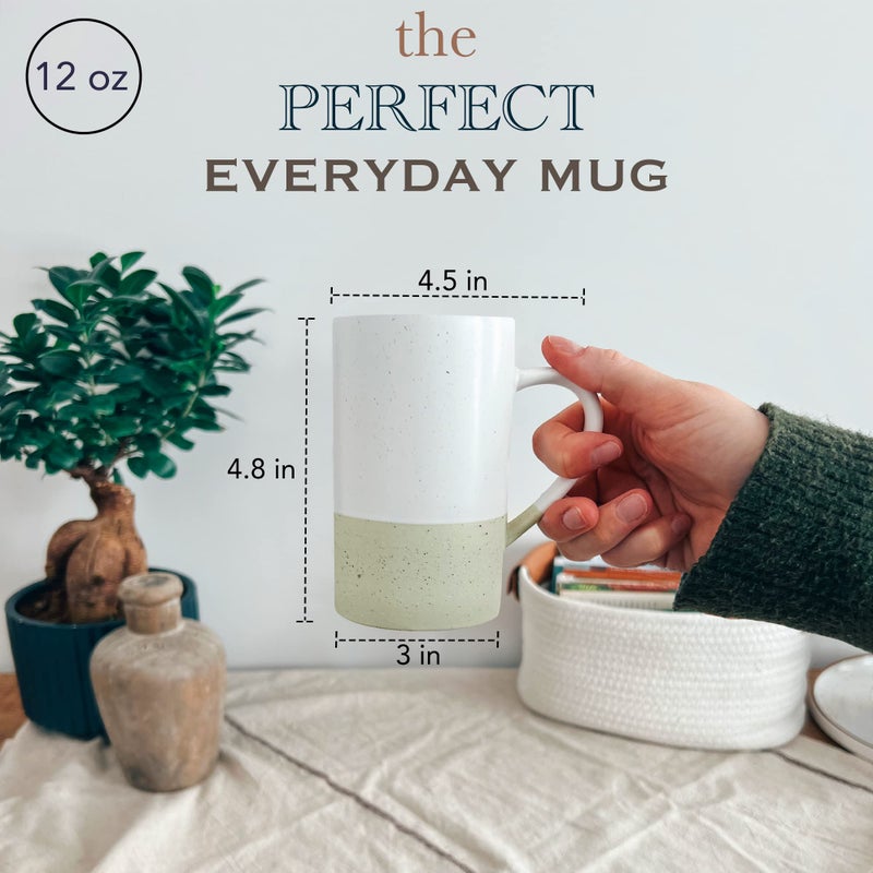 MORA CERAMICS HIT PAUSE Mora Ceramics 12oz Coffee Mug Set of 4 - Tea Cups with Handle - Microwave and Dishwasher Safe, Perfect For Mug Lovers - Rustic Matte Glaze, Modern Design - Assorted Colors - Image 2