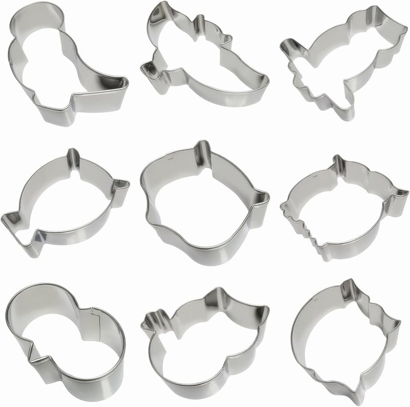 Comais Owl Shaped Cookie Cutters Set of 9 pcs Stainless Steel Woodland Owls Fondant Cutter Molds Halloween Baking DIY - Image 4