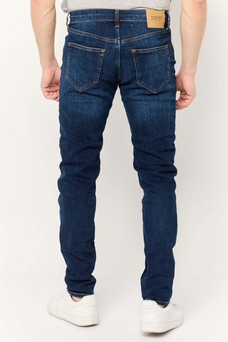 ESPRIT Men Regular Fit Washed Stretchable Jeans, Navy - Image 4