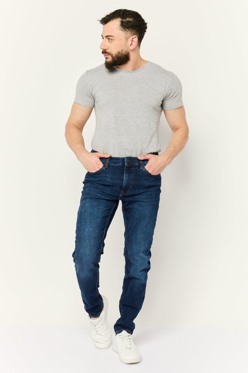 ESPRIT Men Regular Fit Washed Stretchable Jeans, Navy - Image 2