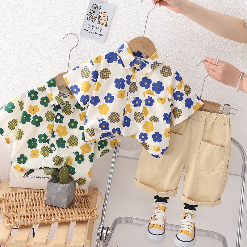 Boys' Western Style Fashionable Suit Summer 2023 New Cotton Shorts Children'S Breathable Thin Korean Style Little Boy'S Short Sleeve - Image 2
