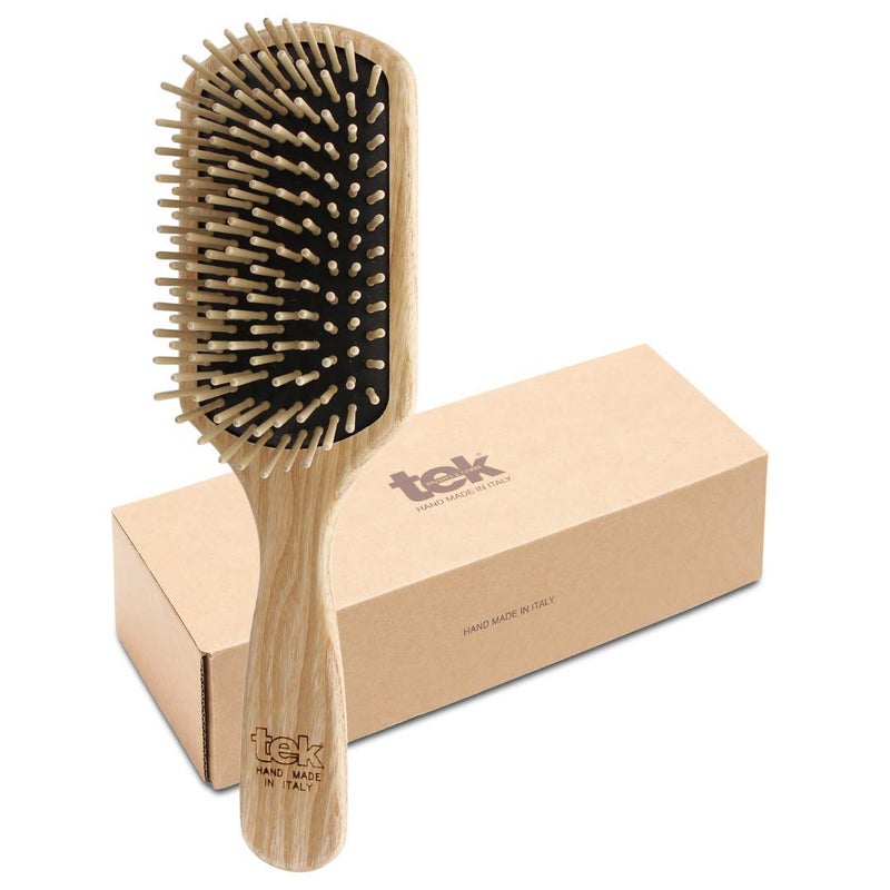 TEK  Large Rectangular Ash Wood Brush Handmade in Italy with Short Tooth for MediumLong Long and Straight Hair  22 x 65 cm