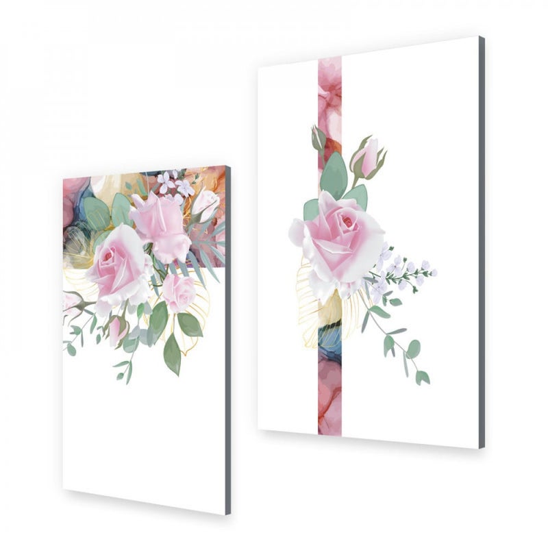 ماركتنا لوحة قماشية ثنائية بتصميم مودرن بنقشة وردة - Image 2
