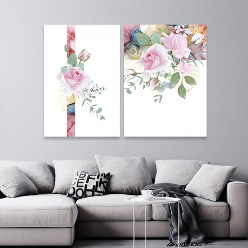 ماركتنا لوحة قماشية ثنائية بتصميم مودرن بنقشة وردة - Image 1