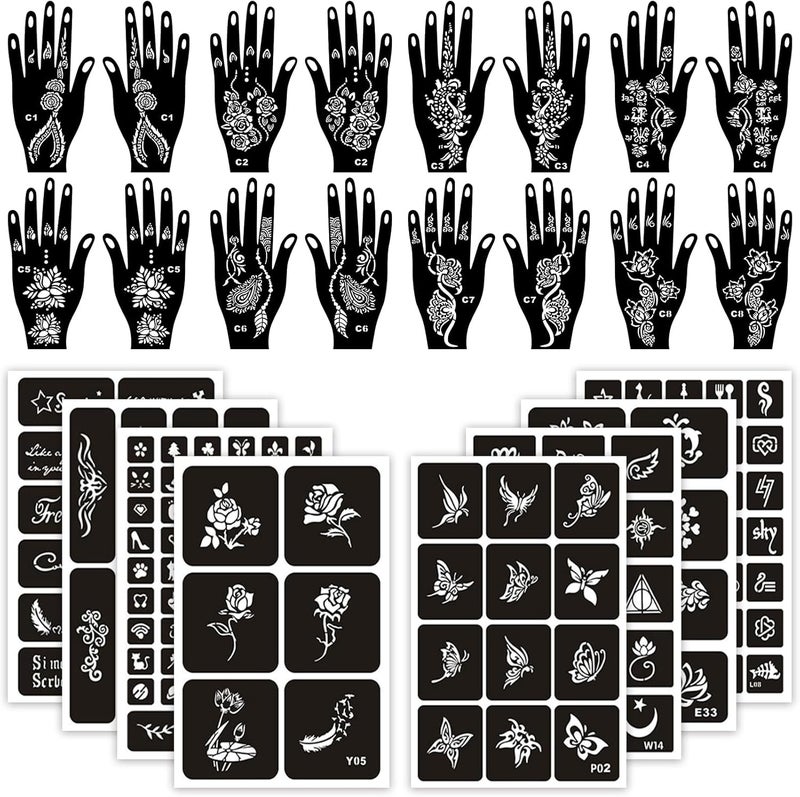 Aresvns Fake Tattoo Stencils 24 Sheets for WomenReusable Temporary Tattoo Templates for GirlsBody Art Temporary Tattoo Stencils