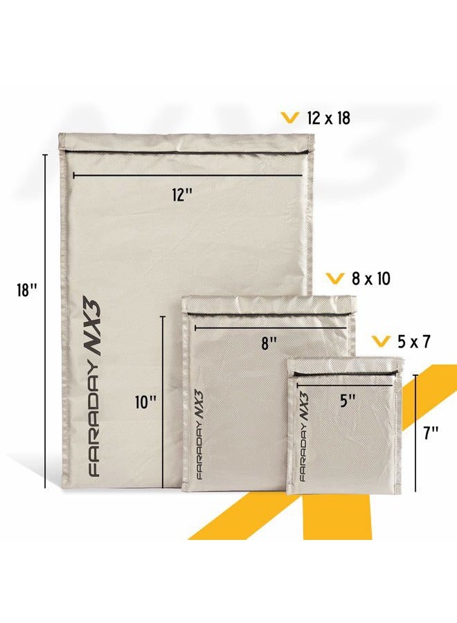 FARADAY DEFENSE 3 pc Small Kit NX3 Double Layer Cyber Fabric Faraday Bag Sleeves Pouch Signal Shielding, Anti-Hacking, Anti-Tracking, EMP Bag - Image 2