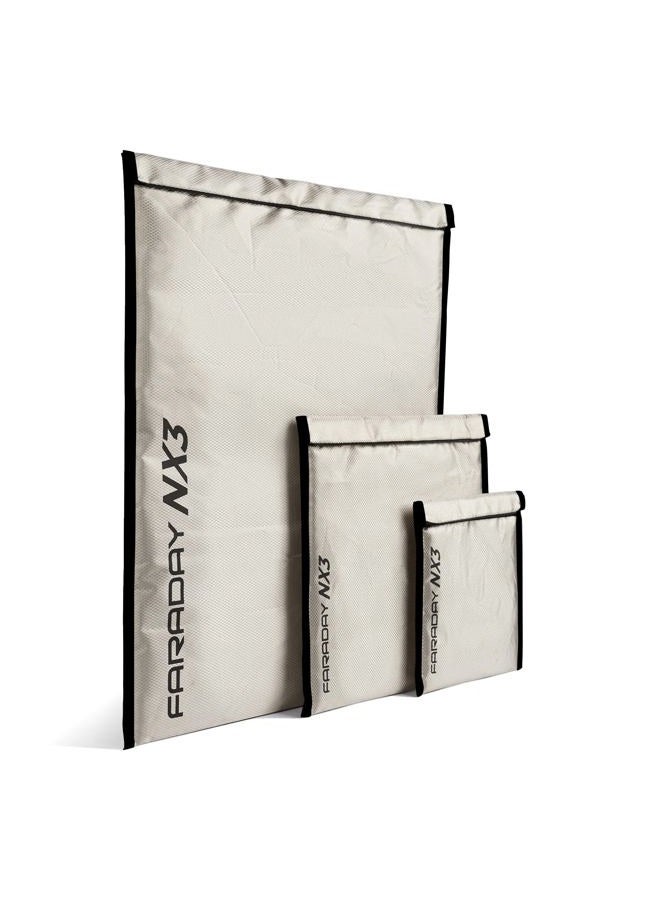 FARADAY DEFENSE 3 pc Small Kit NX3 Double Layer Cyber Fabric Faraday Bag Sleeves Pouch Signal Shielding, Anti-Hacking, Anti-Tracking, EMP Bag - Image 1