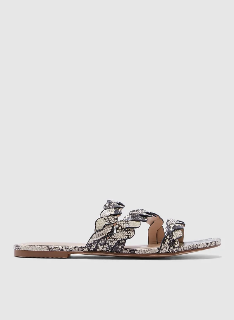 Miss Selfridge Etta Grey Snake Plait Strap Sandals