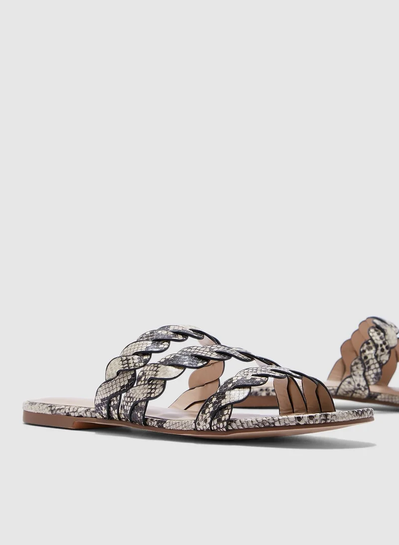 Miss Selfridge Etta Grey Snake Plait Strap Sandals
