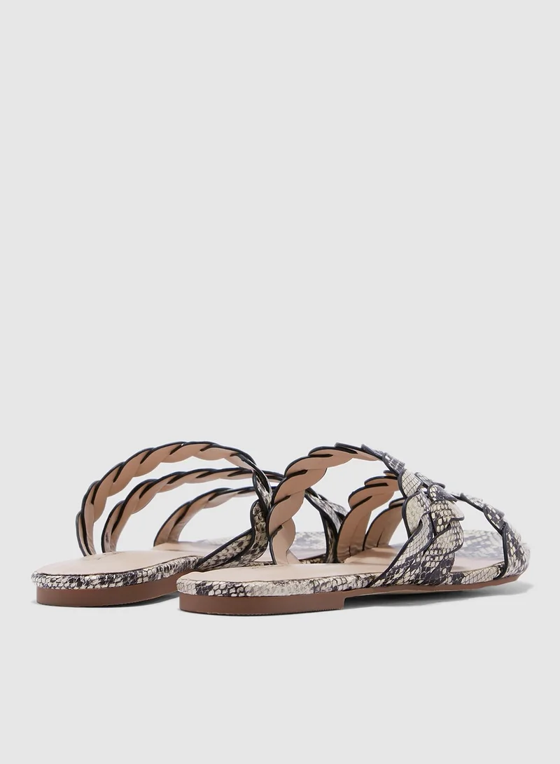 Miss Selfridge Etta Grey Snake Plait Strap Sandals