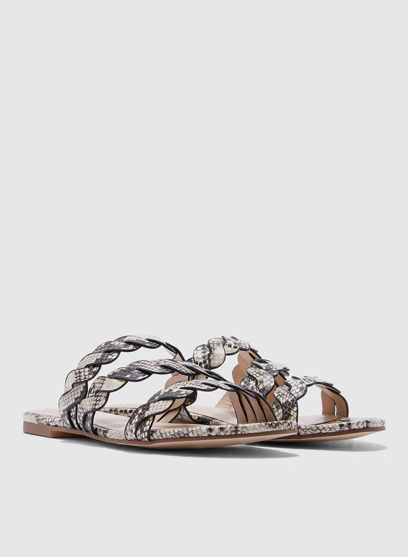 Miss Selfridge Etta Grey Snake Plait Strap Sandals
