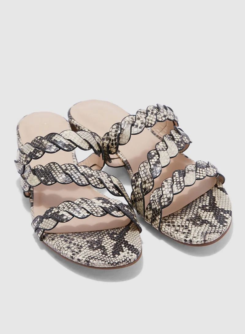 Miss Selfridge Etta Grey Snake Plait Strap Sandals