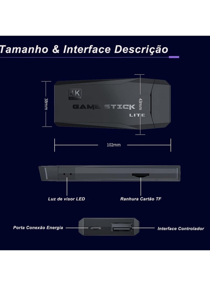 4K Smart Video Game Tv Stick, Video Game Consoles,10,000 Games 32/64Gb Retro Classic Gamin 2.4G Wireless Gamepads Controller (32G,3000+ Games) - Image 3