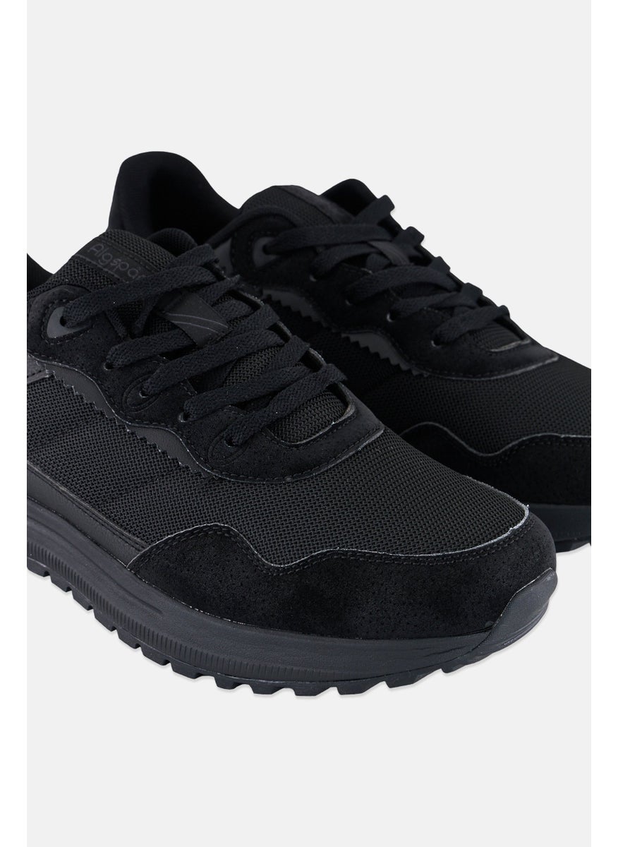 Algspar Men Lace Up Sneakers, Black  - Image 3