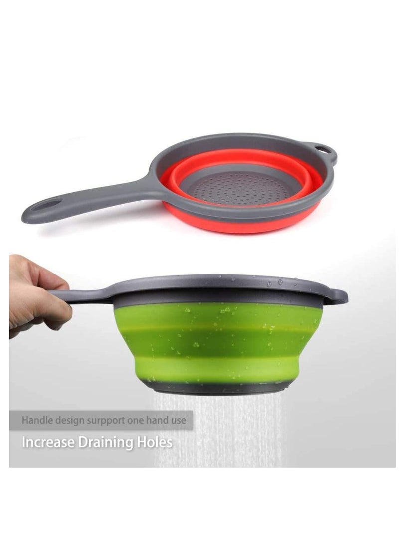 SYOSI - Collapsible Colander 2 sets, Kitchen Foldable Silicone Strainer, BPA Free, Environmentally Friendly Non-Toxic Easy to Clean, Silicone Collapsible Colanders (Strainers) Set of 2 - Image 1