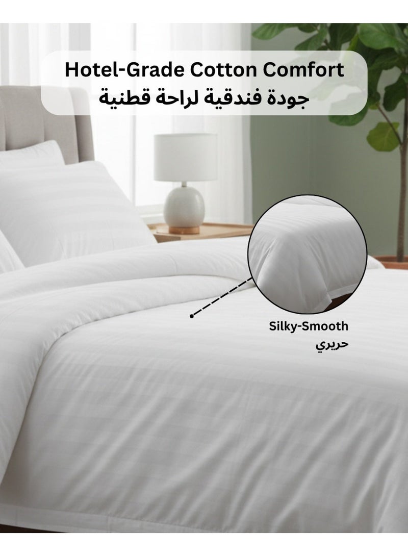 HAPPYMOON Hotel-Style Single Bed Bedding Set, 5 Pieces with Removable Filling – Soft Microfiber Duvet Set with Striped Design - Image 2