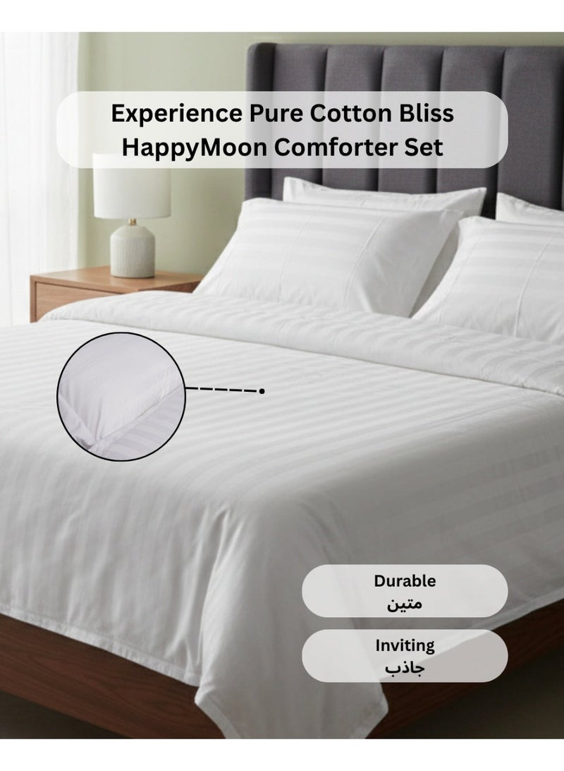 HAPPYMOON Hotel-Style Single Bed Bedding Set, 5 Pieces with Removable Filling – Soft Microfiber Duvet Set with Striped Design - Image 3