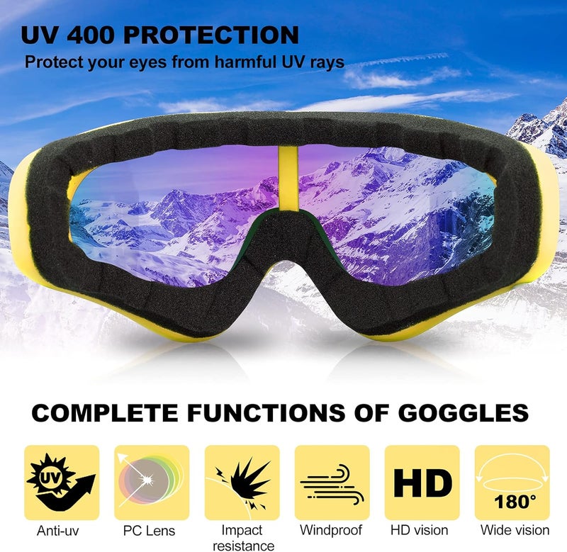 SixYard Ski Goggles, Motorcycle Goggles, 3 Pack Snowboard Snow Goggles for Men Women Adult Youth - Image 5