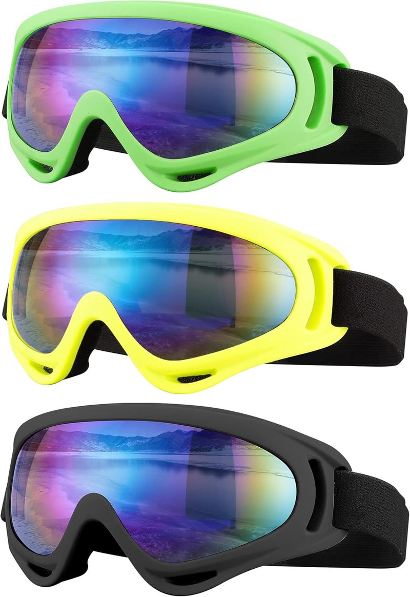 SixYard Ski Goggles, Motorcycle Goggles, 3 Pack Snowboard Snow Goggles for Men Women Adult Youth - Image 1